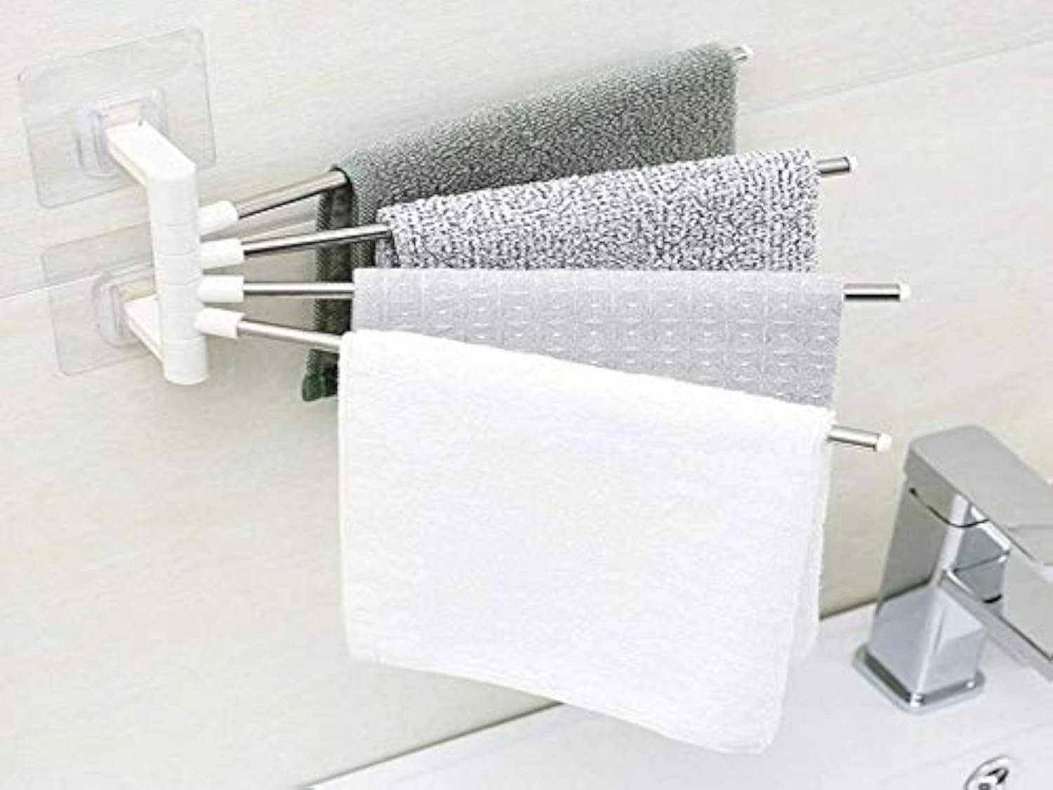 wall mounted 180 degree swivel 4 bar towel rack