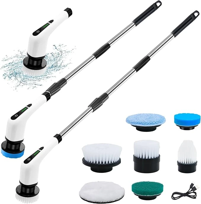 cordless power electric cleaning brush spin scrubber