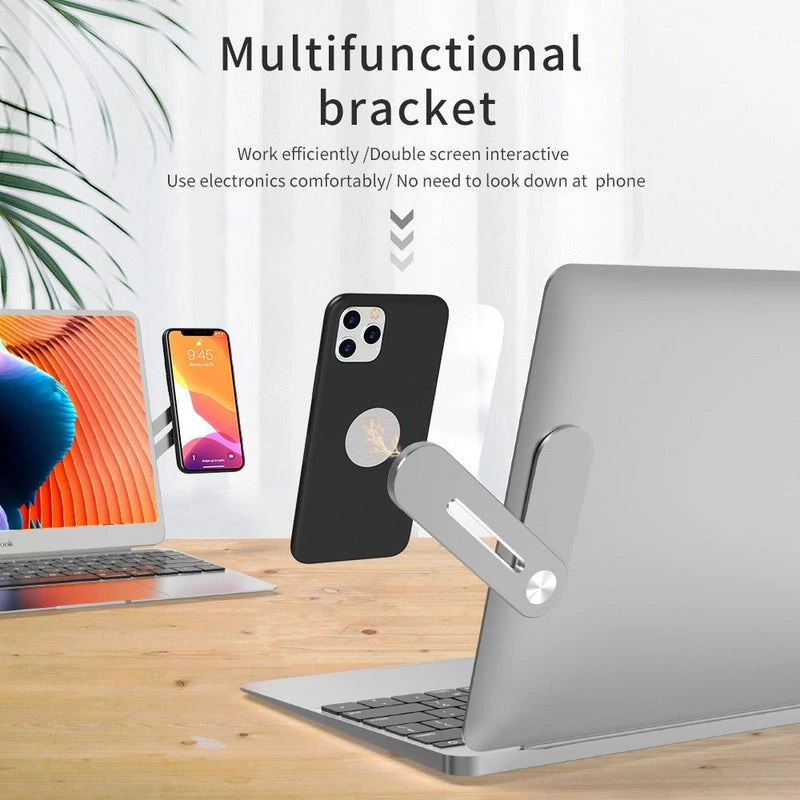 magnetic laptop side mount dual screen phone bracket