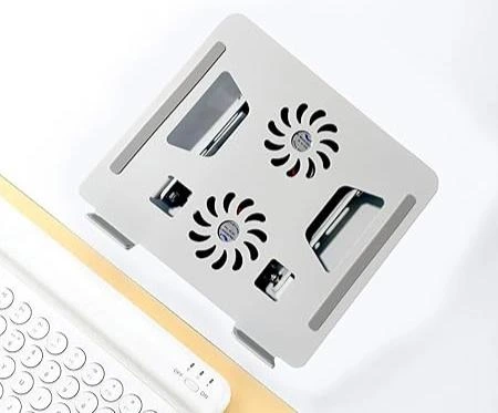 height adjustable aluminum laptop stand with dual cooling fans