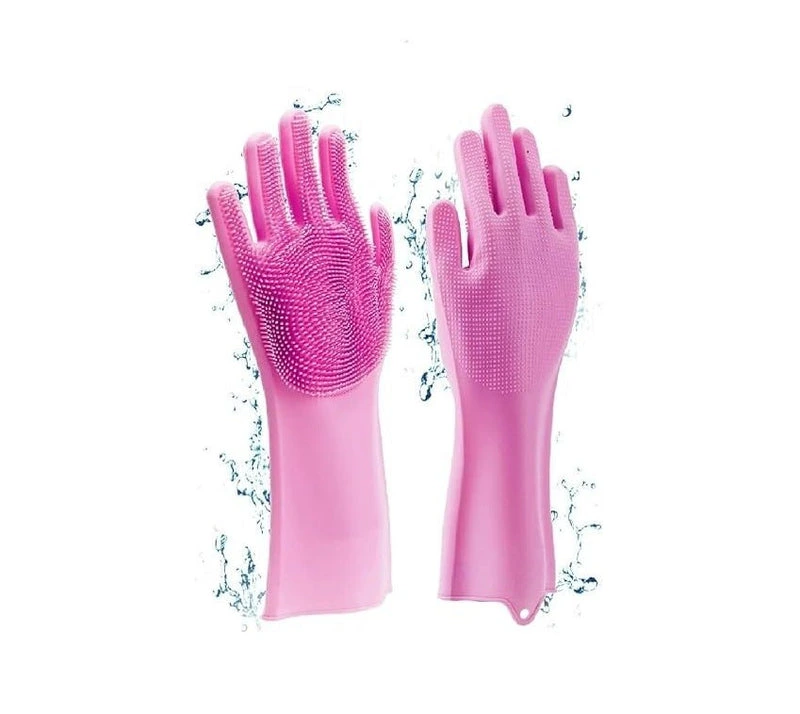 reusable silicone scrubber cleaning gloves