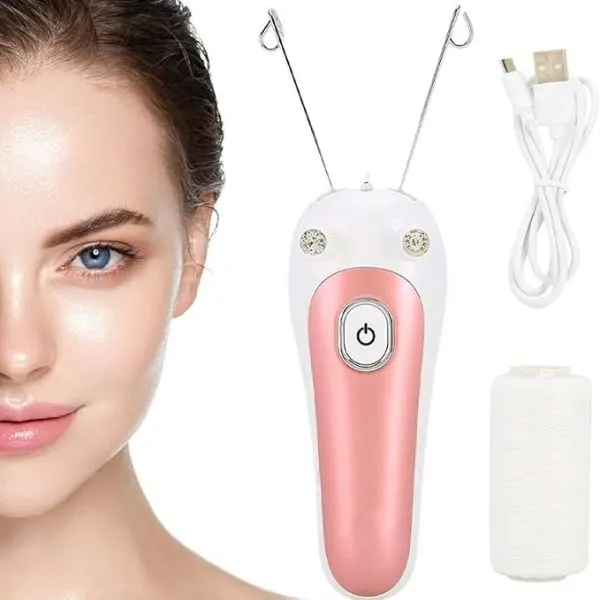 compact electric threader for upper lip chin and cheek hair